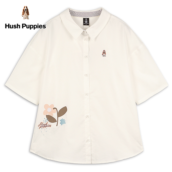 Hush Puppies 襯衫 女裝休閒印花落肩五分袖襯衫