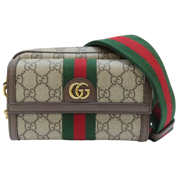 【二手名牌BRAND OFF】GUCCI 古馳 米色烏木色 GG Supreme 帆布OPHIDIA GG 肩背包