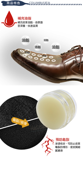 糊塗鞋匠 優質鞋材 L11 日本COLUMBUS貂油45g 1罐 補充油脂 增色滋潤 修補折痕紋路 product thumbnail 5