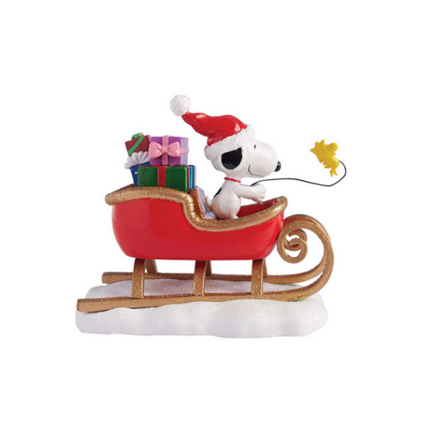 《Enesco精品雕塑》SNOOPY快樂雪橇塑像-Snoopy Sleigh★funbox生活用品★_EN90833
