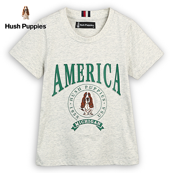 Hush Puppies T恤 童裝經典品牌立體鋼模刺繡狗T恤