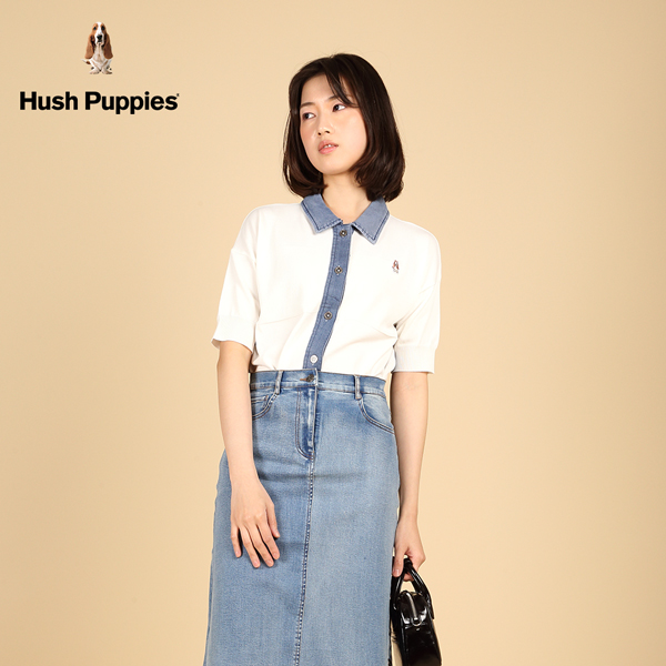 Hush Puppies 線衫 女裝異材質拼接牛仔線衫 product thumbnail 3