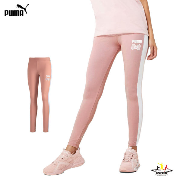 Puma Hello Kitty 女 粉色 緊身褲 長褲 Leggings 運動 健身 瑜珈 彈性 棉質 緊身褲 59714014