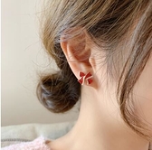 新年紅色蝴蝶結耳環耳釘新款潮銀針高級感適合過年耳環女耳飾 可然精品
