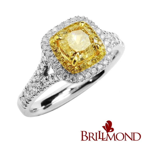 【BRILLMOND】黃彩鑽GIA FANCY YELLOW 1克拉典藏極致鑽戒(FANCY YELLOW/VS2 PT950)