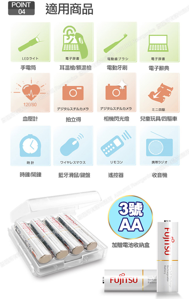 日本富士通Fujitsu 低自放電3號1900mAh充電電池組(3號16入+Dr.b@ttery八槽USB電池充電器+送電池盒*4) product thumbnail 9