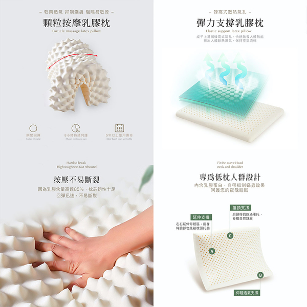 【BEST寢飾】枕頭 100%泰國乳膠枕 防蹣抗菌 日本製程技術 枕芯 泰國皇室御用