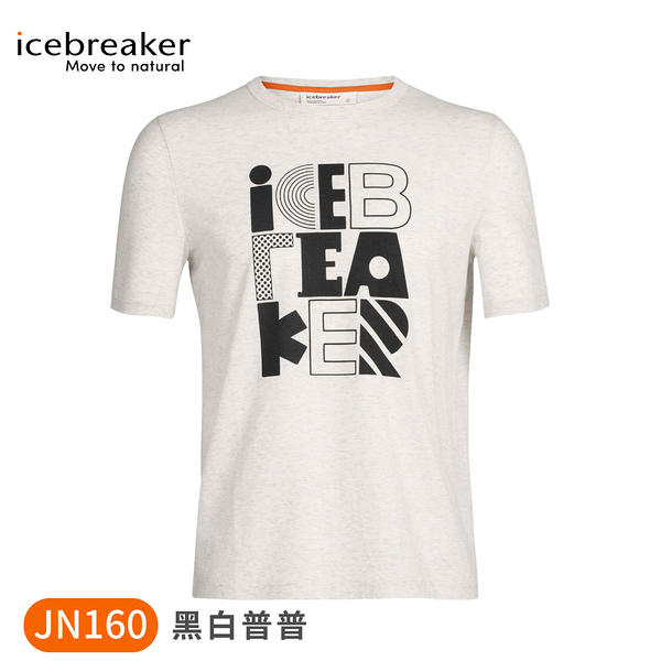 【Icebreaker 男 Central圓領短袖上衣(黑白普普)JN160《米白》】IB0A56CF/短T/排汗衣