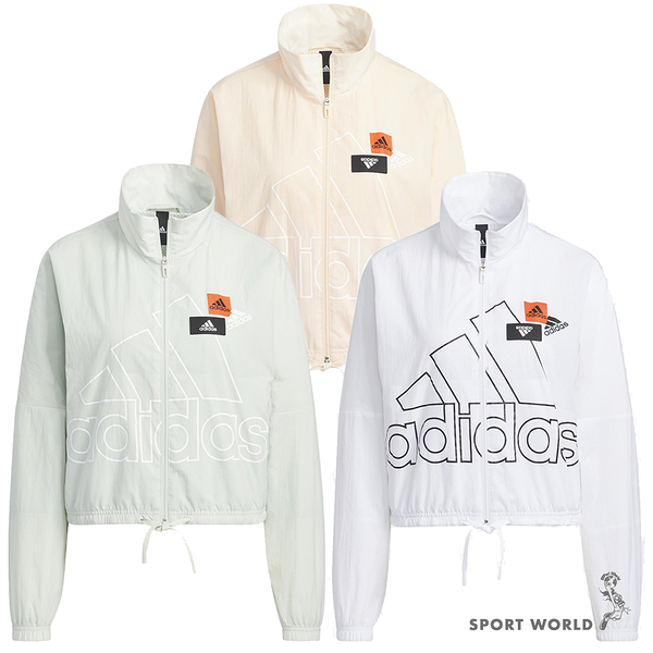 Adidas 女裝 立領外套 短版 口袋 可調式下襬 白/綠/橘【運動世界】HM5289/HM5290/HM5291