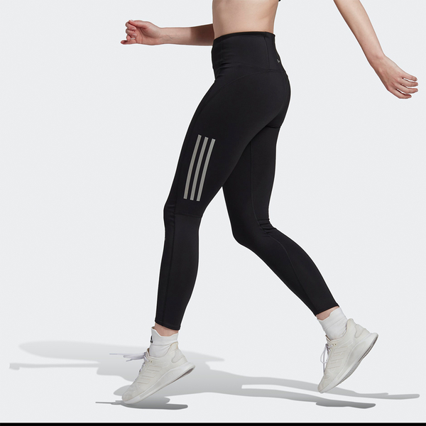 Adidas 女 緊身長褲 訓練 健身 腰部抽繩 反光 黑 HN0101 product thumbnail 5