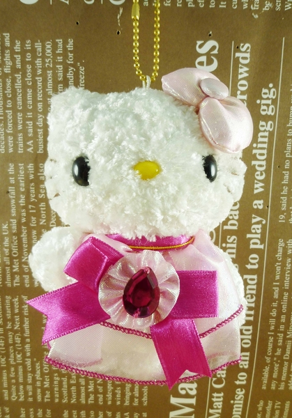 【震撼精品百貨】Hello Kitty 凱蒂貓~HELLO KITTY絨毛吊飾-誕生7月紅寶石