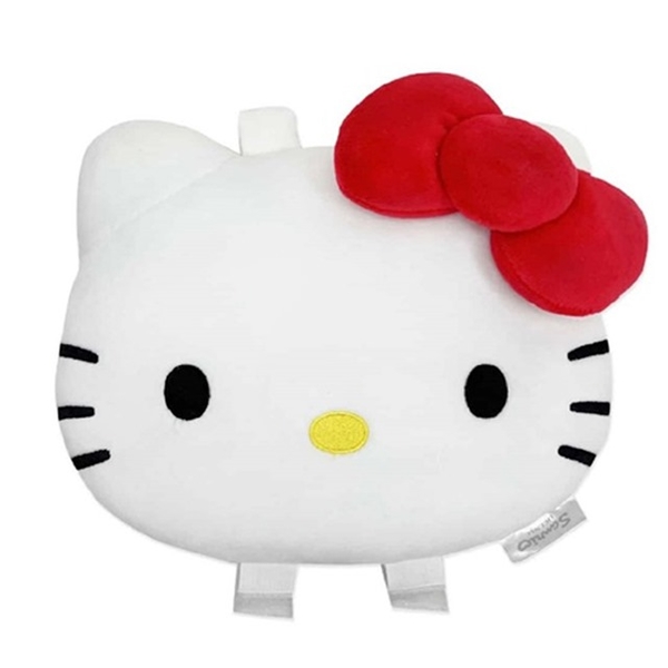 小禮堂 Hello Kitty 車用造型絨毛頭枕收納袋 (大臉款) 4713909-238851