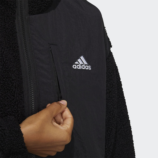 Adidas 女裝 立領外套 拼接 絨毛 口袋 黑【運動世界】HD0364 product thumbnail 6