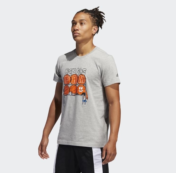 Adidas 男款灰色專業運動籃球短袖上衣-NO.FM4970 product thumbnail 3