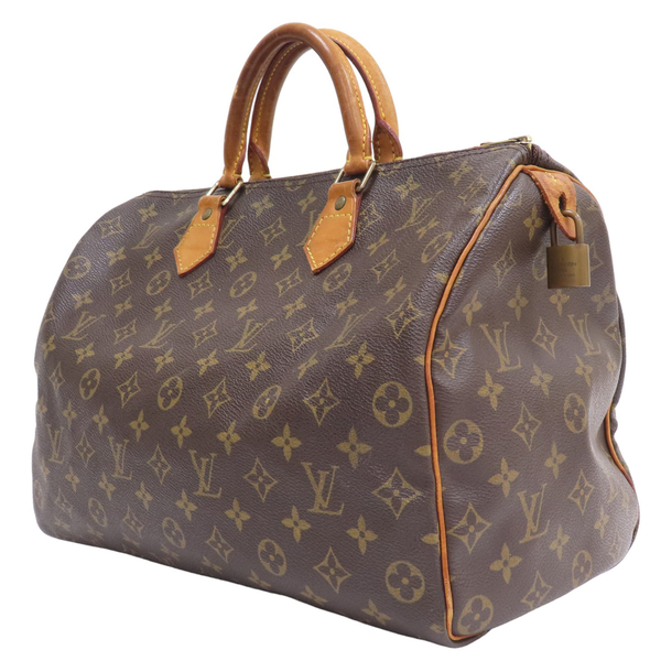 【二手名牌BRAND OFF】LOUIS VUITTON LV 路易威登 棕色 原花 PVC塗層帆布 Speedy 35 手提包 M41524 product thumbnail 3