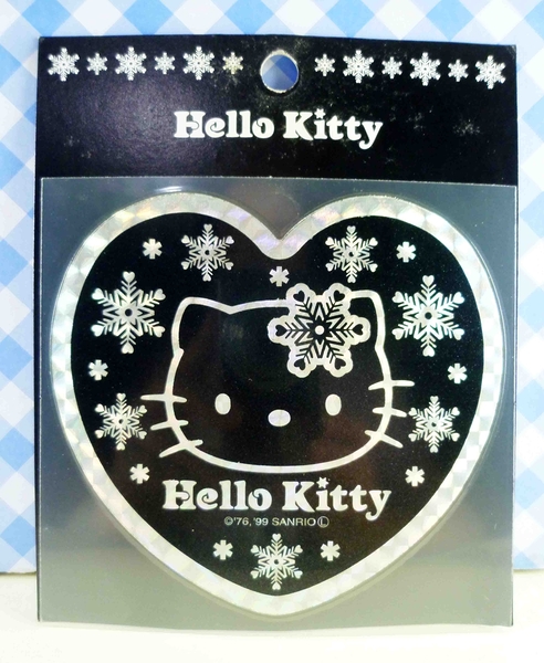 【震撼精品百貨】Hello Kitty 凱蒂貓~KITTY貼紙-閃光貼紙-雪花黑心(大)