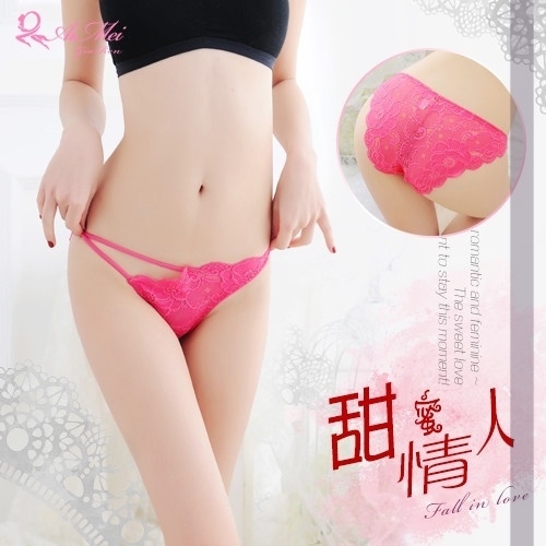 性感內褲 買送潤滑液 女性 商品 情趣用品【PerfectLover】甜蜜情人 細帶斜邊花漾蕾絲三角褲 product thumbnail 2