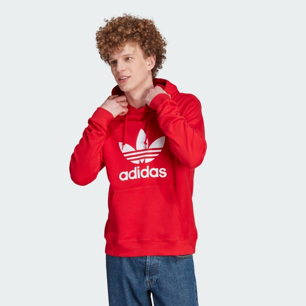 adidas 愛迪達 TREFOIL HOODY 男款 紅色 帽T 長袖上衣 運動 三葉草 亞規 IM4497