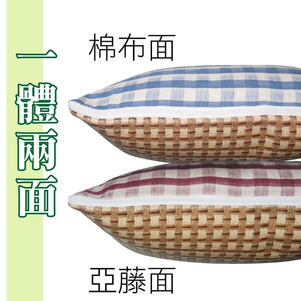 LASSLEY 冬夏兩用汽車頸枕/午睡枕(台灣製造 亞藤草蓆/棉布兩面枕) product thumbnail 2