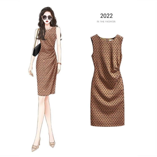 大碼洋裝 短袖雪紡連身裙別致高級感無袖連身裙設計感小眾背心裙GB203C華麗時代