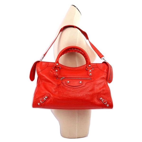 【BALENCIAGA】銀釦 CITY 機車包_展示品 (紅色 RED)  281770 D94JN 6575(OUTLET)