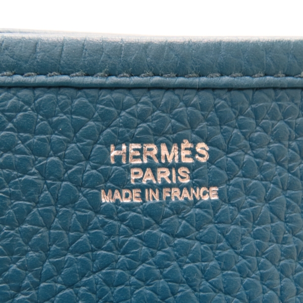 【二手名牌BRAND OFF】HERMES 愛馬仕 藍色 Togo皮革 Evelyne III 肩背包 銀扣 □O刻印 (內裡有污漬) product thumbnail 6