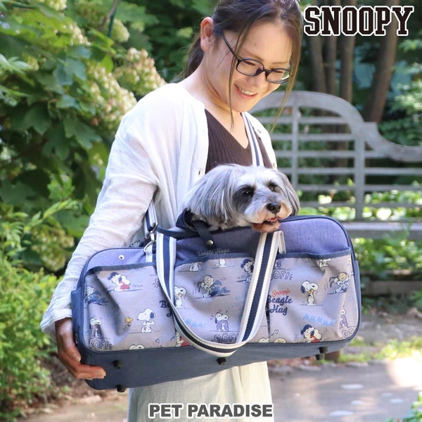 【PET PARADISE 寵物精品】 SNOOPY 2021新款滿版單肩外出包－臘腸專用款【LONG 4-8kg】 寵物外出包