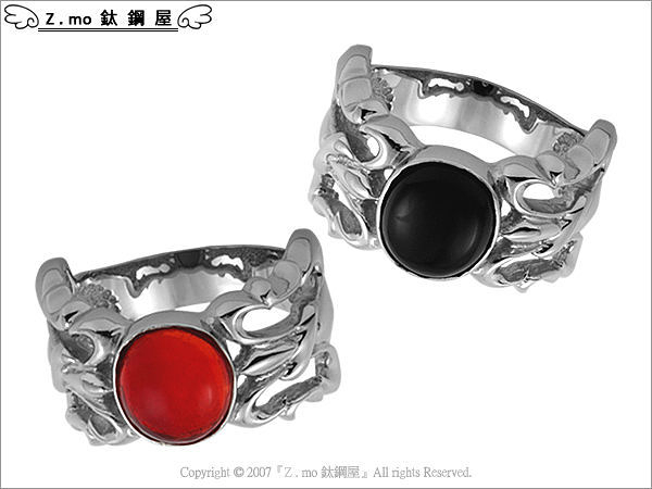 『Z-MO鈦鋼屋』316L抗過敏不生鏽，西德鋼黑/紅瑪瑙戒指【僅有美圍7、8、9、10號】【BCS069】