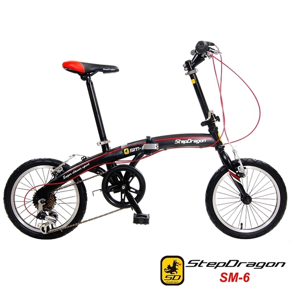 【StepDragon】SM-6 16吋小海豚 日本Shimano 6速定位變速 搭配建大外胎 折疊車