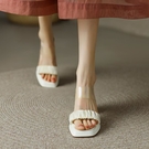涼鞋 厚底透明涼拖鞋女字帶小個子粗跟露趾高跟