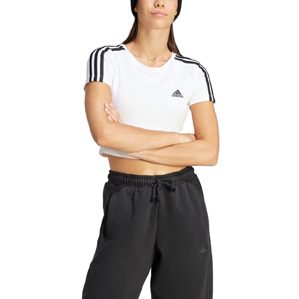 adidas W 3S BABY T 短袖 上衣 女 運動 短版 圓領 上衣 白 IR6112