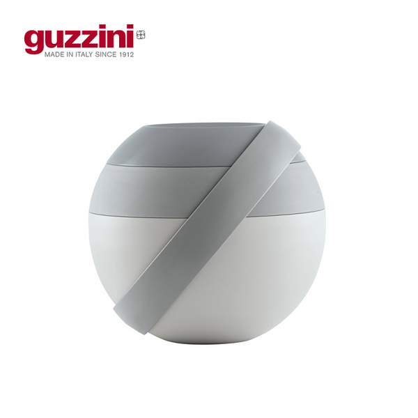 【義大利Guzzini】On the Go系列圓筒多層附餐具造型便當盒(漸層灰 / 環保實用餐具)