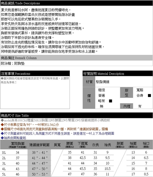 大尺碼泳衣--簡單撞色線條前後V領遮肚連身短袖泳裝(黑.綠XL-5L)-Z67眼圈熊中大尺碼 product thumbnail 11