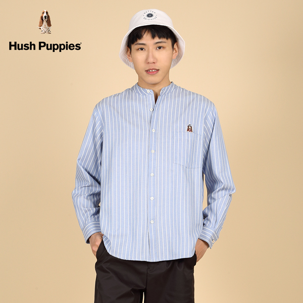 Hush Puppies 襯衫 男裝休閒直條紋漁夫帽狗亨利領襯衫 product thumbnail 3