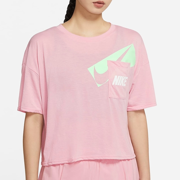 【現貨下殺】Nike 女裝 短袖上衣 短版 寬鬆 口袋 粉【運動世界】DC7190-630