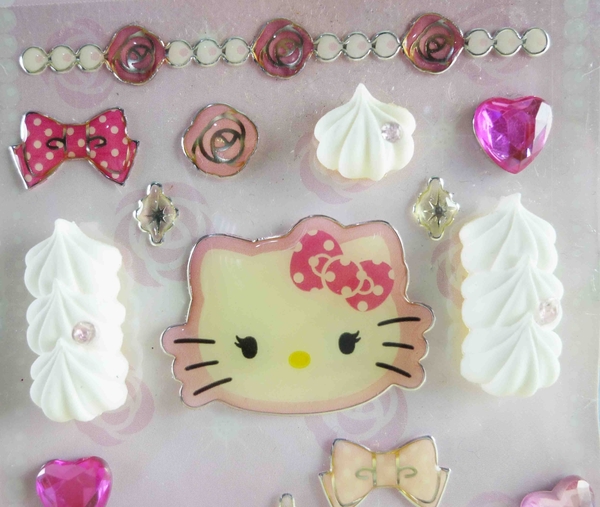 【震撼精品百貨】Hello Kitty 凱蒂貓~KITTY立體鑽貼紙-蝴蝶結白 product thumbnail 3