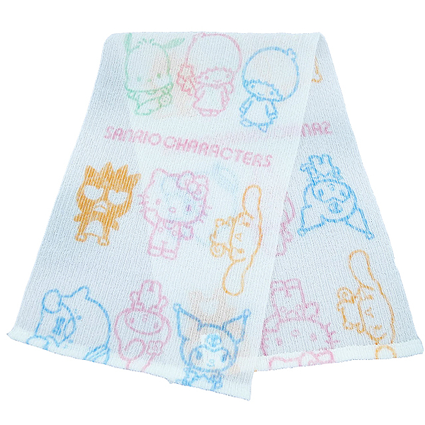 小禮堂 Sanrio 日本製 身體沐浴巾 26x80cm (粉排站款) 4571108-082664