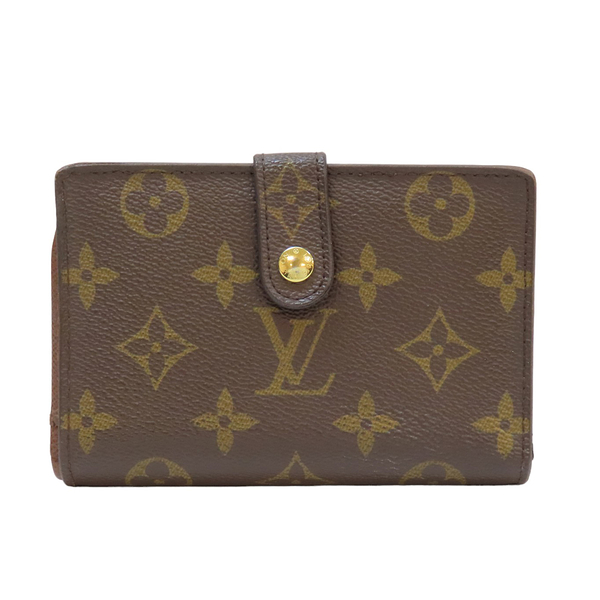 【二手名牌BRAND OFF】LOUIS VUITTON LV 路易威登 棕色 原花帆布 扣式短夾 金扣 M61663