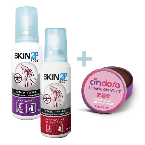 【防蚊隨身組】法國PSA SKIN 2P BODY 長效防蚊乳液100ml(無香/清香)+馨朵拉 紫馨膏10g|防蚊液