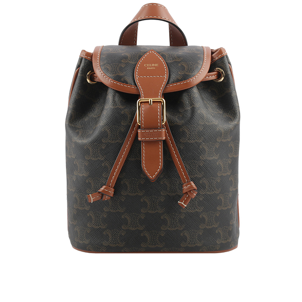 CELINE Triomphe Canvas Mini backpack folco in triomphe canvas and calfskin  (197662CAS.01BC, 197662CAS.04LU) in 2023