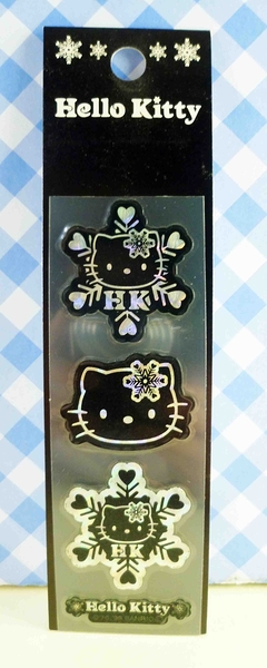 【震撼精品百貨】Hello Kitty 凱蒂貓~KITTY貼紙-閃光貼紙(長條)-黑雪花(大)