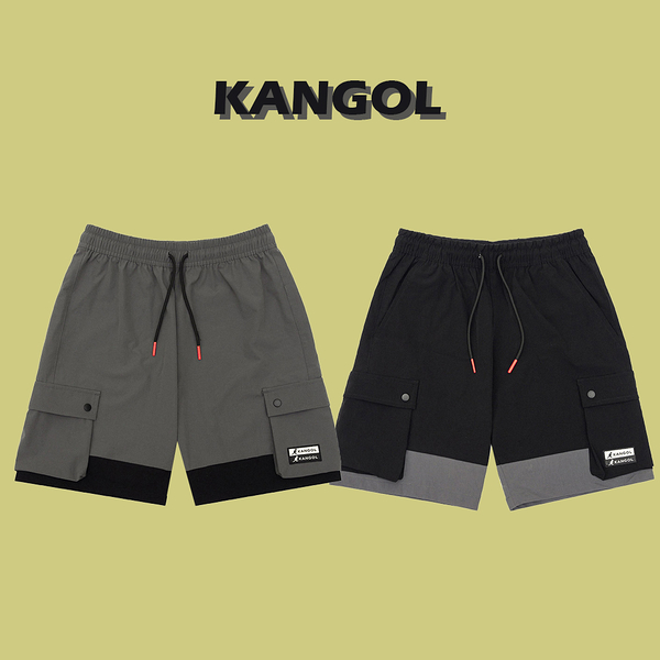 KANGOL 短褲 黑/深灰 拉繩 口袋 梭織四分褲 童裝 6226152010 6226152020