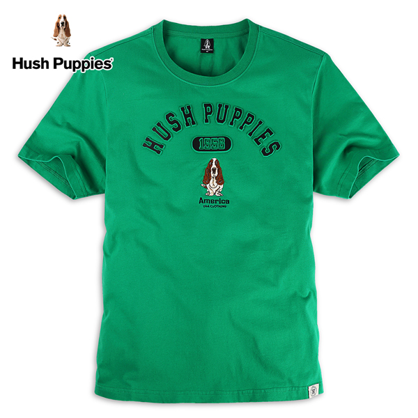 Hush Puppies T恤 男裝立體文字印花刺繡狗短袖T恤