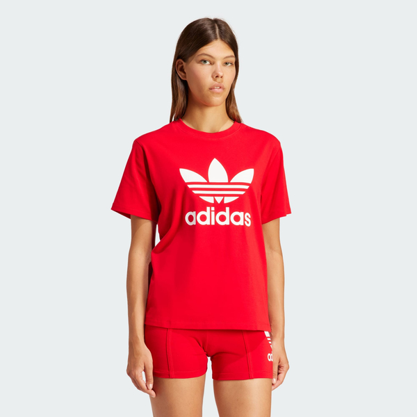 adidas 愛迪達 TREFOIL TEE 短袖 休閒 短T 紅色 女 三葉草 IR9536