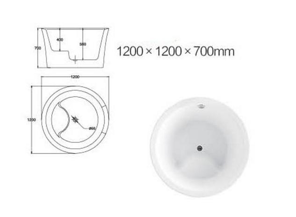 【麗室衛浴】BATHTUB WORLD LS-029 小空間坐缸 圓型壓克力造型獨立缸 一體成型無邊縫 120*H70CM product thumbnail 2