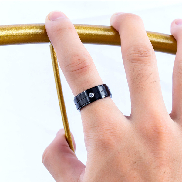 Z.MO鈦鋼屋 白鋼戒指 中性戒指 單條線單鑽戒指 不生鏽抗過敏 單個價【BKS672】 product thumbnail 2