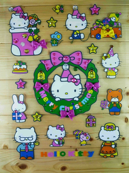【震撼精品百貨】Hello Kitty 凱蒂貓~貼紙-耶誕粉(L)
