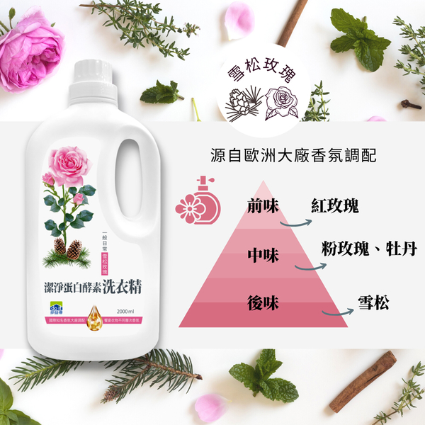 多益得潔淨蛋白酵素洗衣精2000ml 2入組雪松玫瑰/ product thumbnail 3