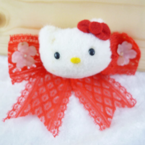 【震撼精品百貨】Hello Kitty 凱蒂貓~髮夾 蕾絲/萊茵石/紅格【共3款】