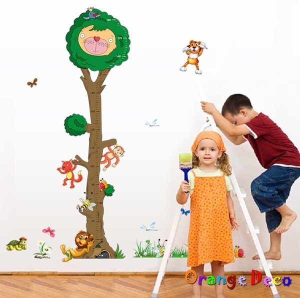 壁貼【橘果設計】動物身高樹 DIY組合壁貼 牆貼 壁紙 壁貼 室內設計 裝潢